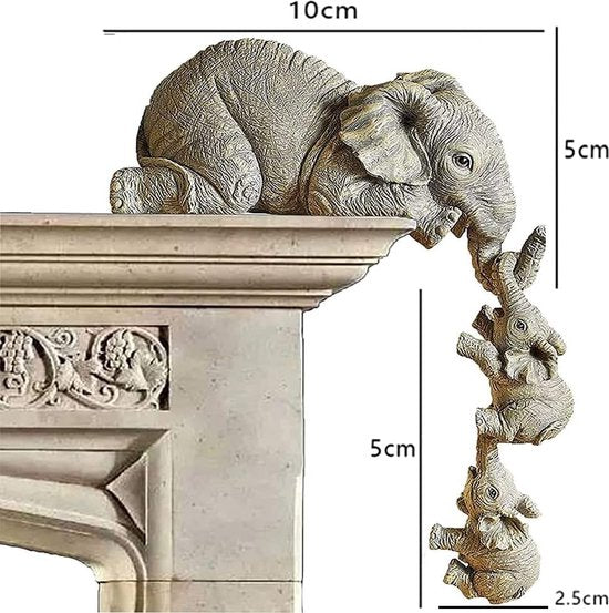 Mohito Olifant Standbeeld Figuur 3 Stuks Olifant Sculptuur Decoratie Set Hars Ambachtelijke Ornamenten voor Home Office Craft Decoratie Home Decor