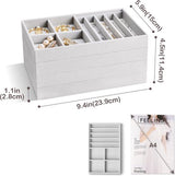 Sieradendienblad-organizer met 4 sieradenschalen, stapelbare sieradenlade-organizer, sieradenopslag voor oorbellen, ringen, grijs