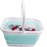 Foldable rectangular, convenient bucket, 12 liters, 1, white/multi-green.