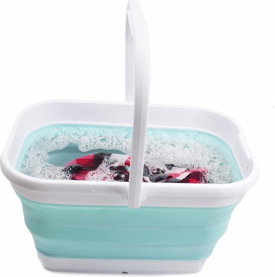 Foldable rectangular, convenient bucket, 12 liters, 1, white/multi-green.