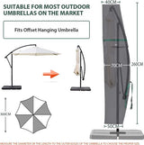 Zweefparasol/parasolhoes met staaf, afdekhoes voor tuinscherm met ventilatieopeningen, afdekking voor zwengelparasol/balkonscherm, 100% polyester, waterdicht, donkergrijs