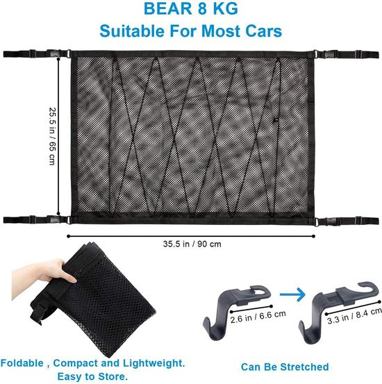 HWTONG Dubbellaags bagagenet, autodeken, dak, bagagenet voor de meeste voertuigtypen
