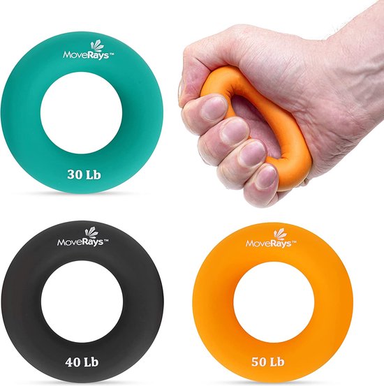 MoveRays Handgreep Versterker en Trainer - Onderarm Vinger Handgreep Trainer, Siliconen Ringen voor Spiertraining Sport, Klimmen, Boulderen, Fitness