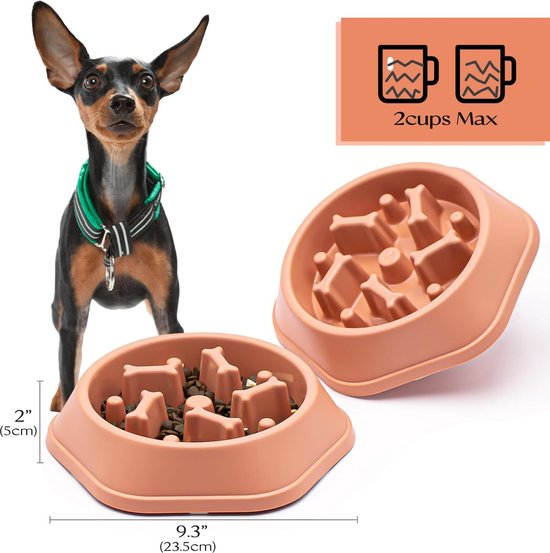 Hondenbak Hond Slow Feeder Bowls Bloat Stop Food Bowl Interactieve puzzel Gezonde eetbak (roze)