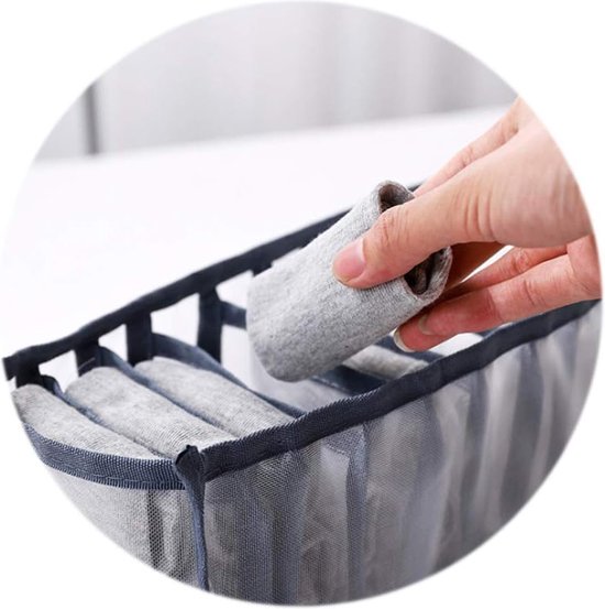 3-delige opvouwbare mesh-organizer, ondergoed lade-organizer voor babykleding, sokken, sjaals, beha's (wit, bruin, grijs, zwart)