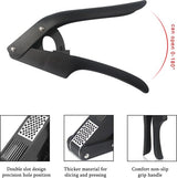 Knoflookpers, 2 in 1 Knoflookpers, Gemberbreker, Premium Knoflookmolen voor Knoflookpuree en Knoflookvlokken - Gemakkelijk schoon te maken en Duurzaam - Zwart