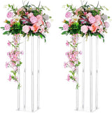 2 stuks bruiloft tafeldecoratie vaas 80 cm hoge acryl bloemen vloervaas bloemstuk standaard geometrisch rechthoekig presentatierek voor bruiloften feestdecoratie