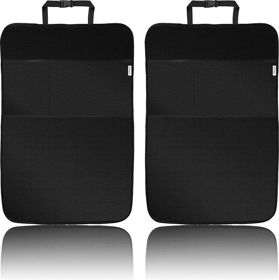 ECENCE 2x Rugleuningbescherming kinderen, rugleuningbekleding 50 x 70 cm, organizermat waterdicht, autotasje, kickmat, rugleuninghoes voor autostoelen met opslagsysteem en nettasje