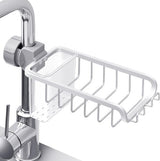 Waterkraan opbergrek, spoelorganizer aluminium, sponshouder keuken met afvoerkist, gootsteenorganizer, afdruiprek, gootsteen caddy organizer voor keuken, badkamer, toilet