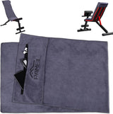 Fitnesshanddoek, 120 x 50 cm, sporthanddoek, fitnesshanddoek, absorberende en zachte gymhanddoek met ritsvak voor training