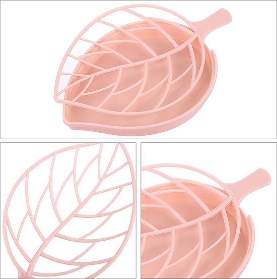 6 stuks zeepbakjes, bladvormig, kunststof zeepbakje, houdt de zeep droog en schoon voor badkamer, keuken, doucheruimte, wasruimte (roze, blauw, groen)