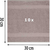 Palermo, 10 stuks, zeepdoekjes, zeepdoekjes, set van 100% katoen, afmetingen 30 x 30 cm (stone)