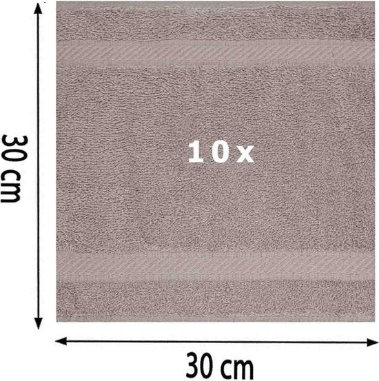 Palermo, 10 stuks, zeepdoekjes, zeepdoekjes, set van 100% katoen, afmetingen 30 x 30 cm (stone)