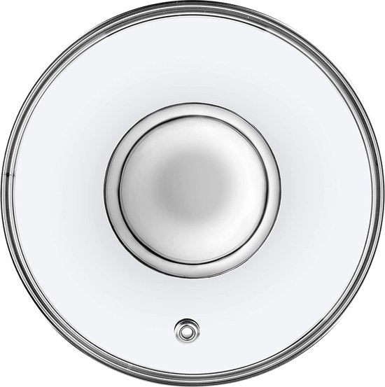 Glazen deksel met handvat van staal, hittebestendig deksel voor pan, diameter 14-30 cm, deksel met stoomgat, universeel deksel in verschillende maten, lichtgewicht pannendeksel, vaatwasmachinebestendig (14 cm)