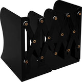 Verstelbare Stabiele Boekensteunen Metaal Zwart - Uitschuifbaar tot 41 cm - Antislip Boekensteun Zwart voor Boeken & CD's - Houder voor Mappen, Planken, Kantoor, Bibliotheek, Thuis en School