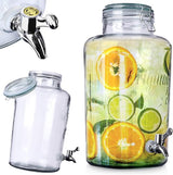 Retro drankdispenser 8 l glas limonade dispenser tapkraan fles met tapkraan glazen drinkglazen cocktail drinken