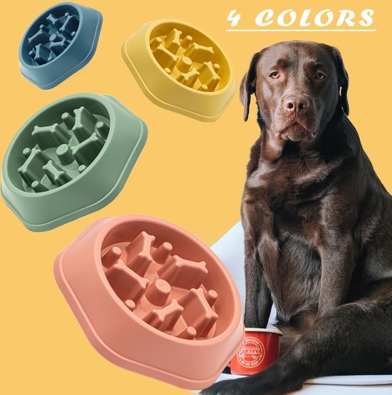 Hondenbak Hond Slow Feeder Bowls Bloat Stop Food Bowl Interactieve puzzel Gezonde eetbak (roze)