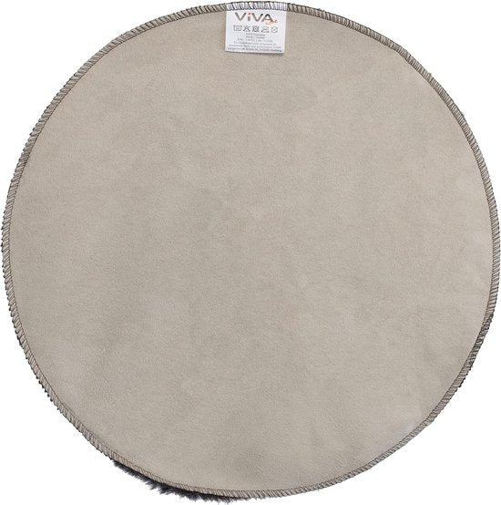 Kunstbont tapijt rond, ongeveer 38 cm, zitkussen met kunstbont look, knuffelbont stoelkussen, zwart.