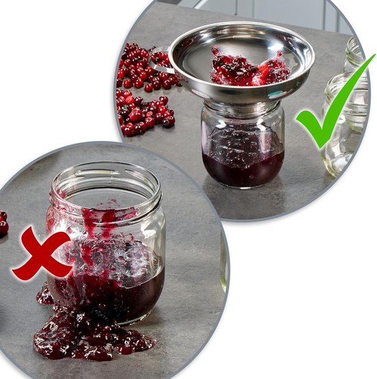 2-Piece Funnel Set Made of 304 Stainless Steel - Filling Funnel with Strainer for Preserving Jars - Jam Funnel with Filling Nozzle (02 Pieces - Stainless Steel Mix)