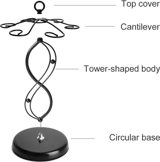 Tafelblad wijnglashouder, staand wijnrek, glashouder voor glaswerk of beker, metalen rek opslagdecoratie voor keukenbar restauranttafel, zwart met 6 sleuven