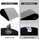 Opblaasbaar kussen, wigkussen, pillow-strandkussen, kniekussen voor zijslapers, driehoekig kussen, nekkussen lendenwervelkussen als reiskussen, yogakussen en camping, hoofdkussen, draagbaar (grijs)