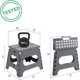 Kleine opvouwbare kruk | Opvouwbare kruk voor kinderen en volwassenen | Draagbare en opvouwbare vouwkruk | 150kg draagvermogen | Kruk voor keuken, badkamer, camping, tuin | 27 cm hoog | Grijs