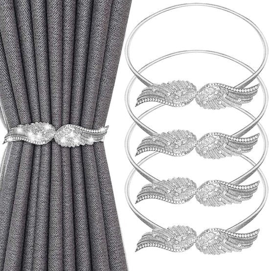 Gordijnhouder, gordijnhouder voor gordijnen, creatieve gordijnclips, vleugels, elastisch touw, gordijnhouder, gordijnhouder, gordijnhouder, voor thuis, outdoor, decoratie, 4 stuks