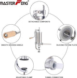 vMASTER FENG Sausage Filler, Horizontal Kitchen Aluminium Sausage Filling Machine with Suction Base Packed 4 Size Professional Filling Nozzles for Homemade Sausages