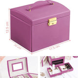 Sieradendoos Afsluitbaar Leren Sieradendoos met Spiegel Sieradendoos Reissieradendoos Sieradendoos Damescompartiment voor kettingen Horloges Ringen Armbanden Oorbellen (roze)