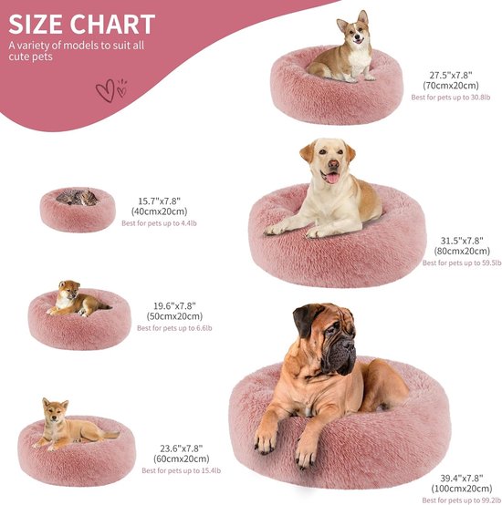 XH034 Ronde pluche honden- of kattensofa, rond, Bean Paste
