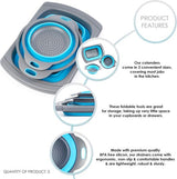 3 stuks opvouwbare siliconen zeef, afdruipzeef, 3 maten - antislip, ruimtebesparend en BPA-vrij - camper, outdoor en reizen