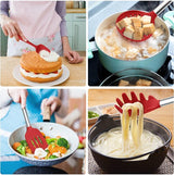 Keukengerei, 20-delige set met anti-aanbaklaag, siliconen keukengerei, hittebestendige kookgerei, keukenaccessoireset met gebruiksvoorwerpenhouder en roestvrijstalen handgreep, vaatwasmachinebestendig (rood)