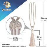 2 stuks gordijnhouders, embrasses, gordijnhouders, polyester, katoen, touw met kwastjes, decoratief raam, eenkleurige gordijnen, accessoires, beige