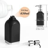 Zeepdispenser, 430 ml pompdispenser, vloeibare zeep, afwasmiddeldispenser van hars, lotiondispenser, navulbare dispenser, afwasmiddeldispenser, elegante accessoires, decoratie voor badkamer, keuken, wastafel, zwart