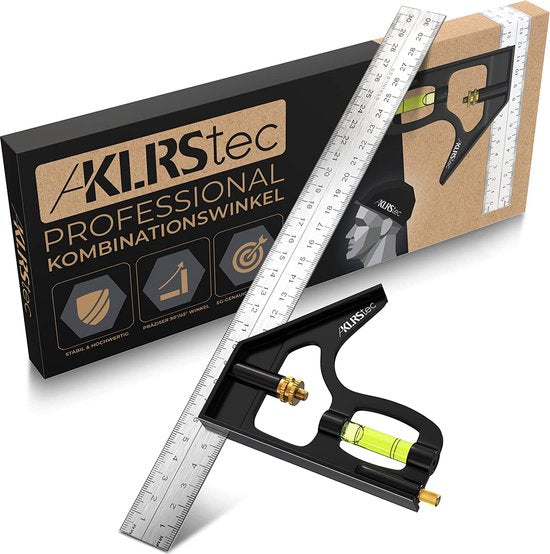 KLRStec® Professionele Combinatiehoek Precieze universele combinatiehoek van roestvrij staal met liniaalaanslag en markeergereedschap Professioneel meetgereedschap