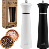 Zout- en pepermolen houten set handmatig, kruidenmolen keramische molen & zoutmolen met keramische molen, molenset met verstelbaar voor kruiden, grote peperset van 2 22 cm