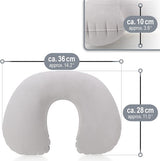 2 x Inflatable Neck Support Pillow, Practical Neck Pillow for Inflating, Ideal Travel Pillow for on the Go (Round, Pack of 2, Grey)