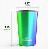 Roestvrijstalen beker, regenboog, 475 ml, stapelbare en herbruikbare drinkset, voor kantoor, thuis, reizen en camping, krasbestendig, antislip, lichtbestendig