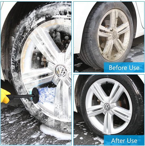 Velgenborstel voor aluminium velgen, premium microvezel velgenborstel voor een bijzonder zachte reiniging tot in het diepe velgbed, lange professionele autoreiniging, velgenreinigingsborstel