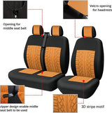 universele auto stoelhoezen voor van vrachtwagen voorstoelen auto stoelhoezen 3D bandenspoor patroon 1 + 2 stoelhoes beschermers oranje