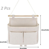 2 stuks hangende opbergtassen, hoge capaciteit, eenvoudig in elkaar te zetten, 3 vakken met kleefhaken, hangorganizer, voor aan de badkamerdeur, hangtas, hangende opslag voor thuis, kantoor, camper (beige)