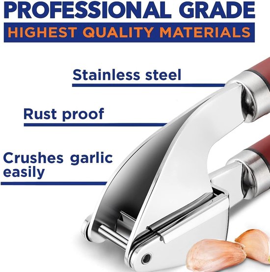 Knoflookpers RVS [Premium] - knoflookpers Professionele kwaliteit, gemakkelijk schoon te maken - Knoflookpers & Crusher