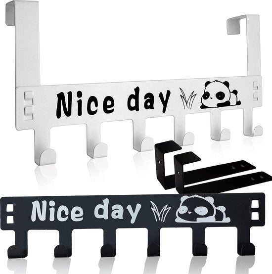 2 Pack White Black Door Coat Rack with 6 Hooks for Coat Hat Bathroom Bedroom Kitchen Bathroom