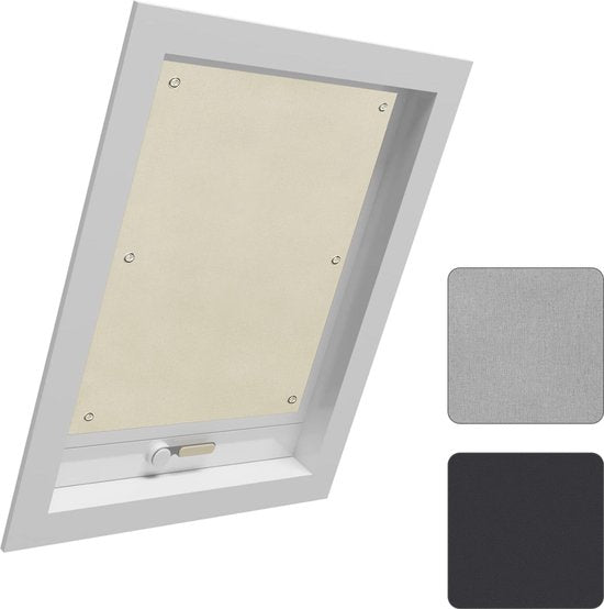 Thermisch rolgordijn voor dakramen, zonder boren, zonwering, Verduisteringsrolgordijn met zuignappen, thermisch rolgordijn, hittebescherming voor dakramen, 57 x 100 cm, beige