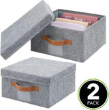 Set van 2 opbergdozen voor de kast, de slaapkamer enz. – grote opbergbox met deksel van kunstvezel – kastorganizer voor kleding en andere accessoires – grijs