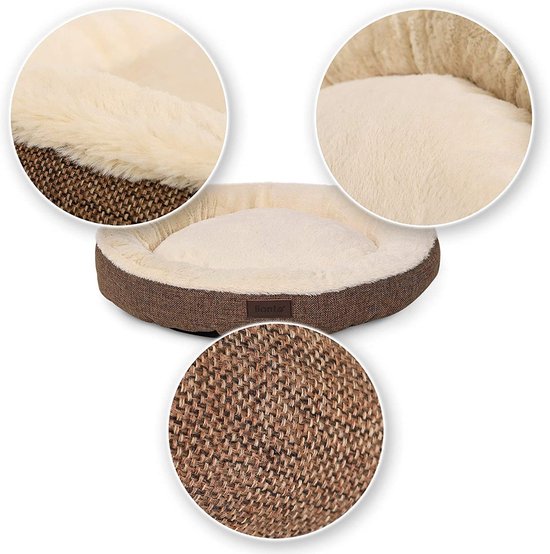 Rond hondenbed, hondenkussen, hondensofa, kattenbed, donut, Ø 55 cm, bruin