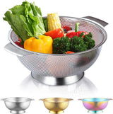 Roestvrijstalen Colander 5 Quart, professionele zeef met heavy duty handgrepen en zelfdragende vaste ringbasis voor pasta, spaghetti, bessen, groenten, fruit, pasta, salades,