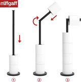 roestvrijstalen toiletpapierhouder, staand, zonder boren, voor toilet, waterdichte toiletpapierhouder, staand houden 5 rollen