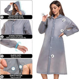 Regenjas, Eva Travel transparante regenponcho regenaccessoires voor dames en heren, regenkleding, regencape, regenjas, waterdicht, voor wandelen, fietsen, kamperen en reizen