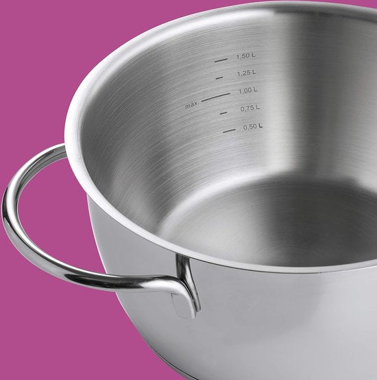 Fonduepot Fenja gemaakt van roestvrij staal, met een volume van: 1.8L, in de grootte: 18cm Fonduepot Fenja gemaakt van roestvrij staal, met een inhoud van: 1.8L, met een diameter van: 18cm.